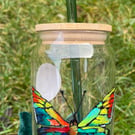 a glass with a bamboo lid, original gift