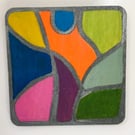 Stained glass effect. Hand painted wooden fridge magnets. 