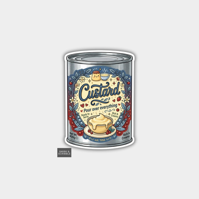 Grocery Food Tin Vinyl Sticker For Adults - Custard