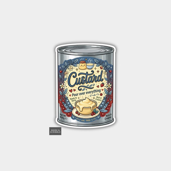 Grocery Food Tin Vinyl Sticker For Adults - Custard