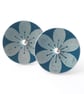 Flower studs in teal and silver - Image 2