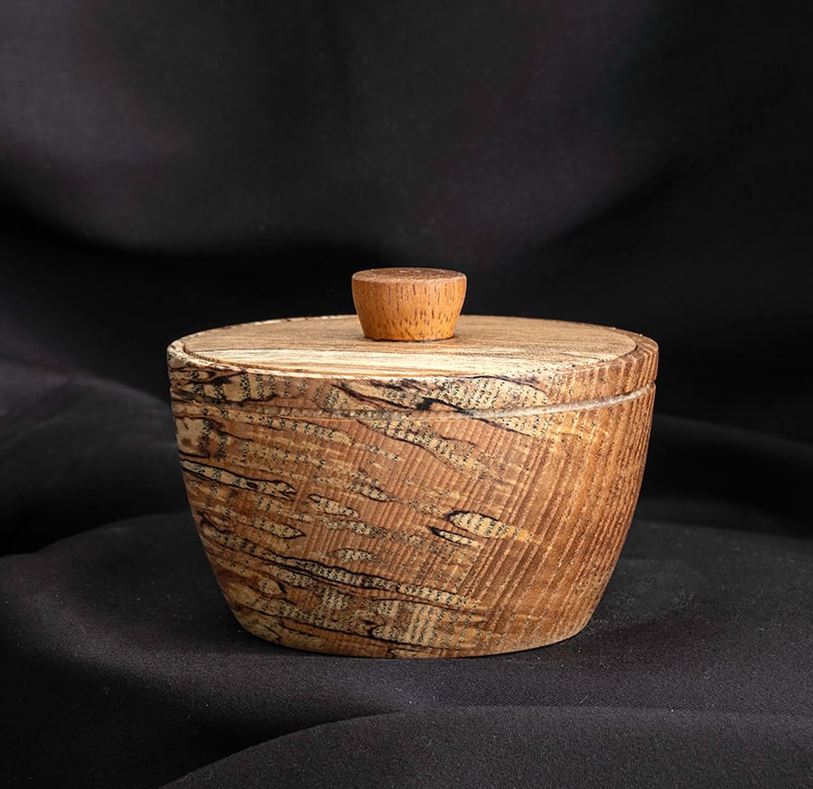 Small spalted ash pot W100mm by H70mm