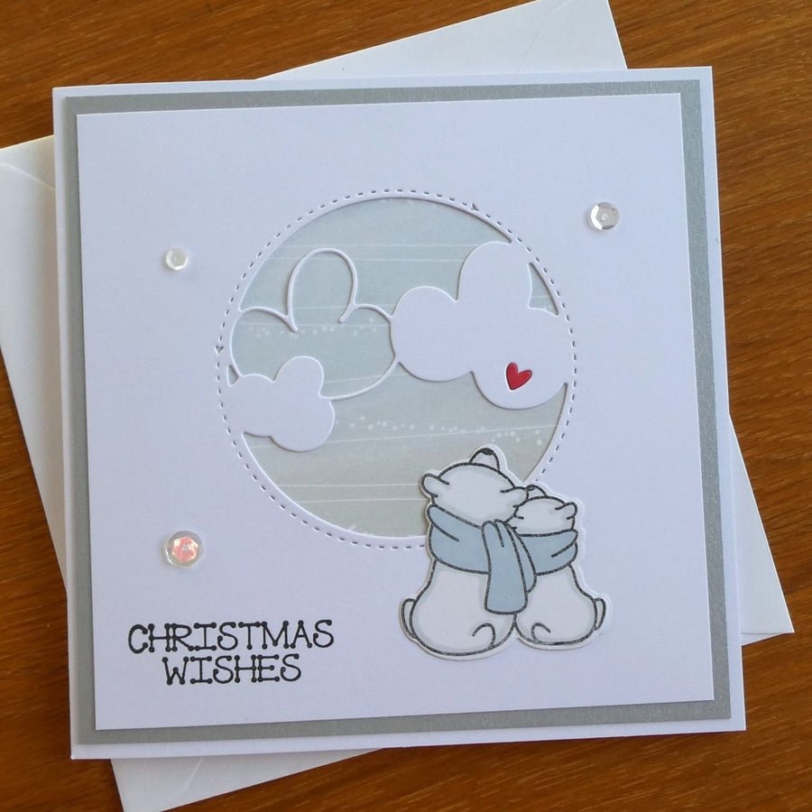 Polar Bears With Clouds Christmas Card