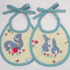 Pair of Vintage First Size Babies Bibs - Bunny Rabbit Bib and Bear Bib