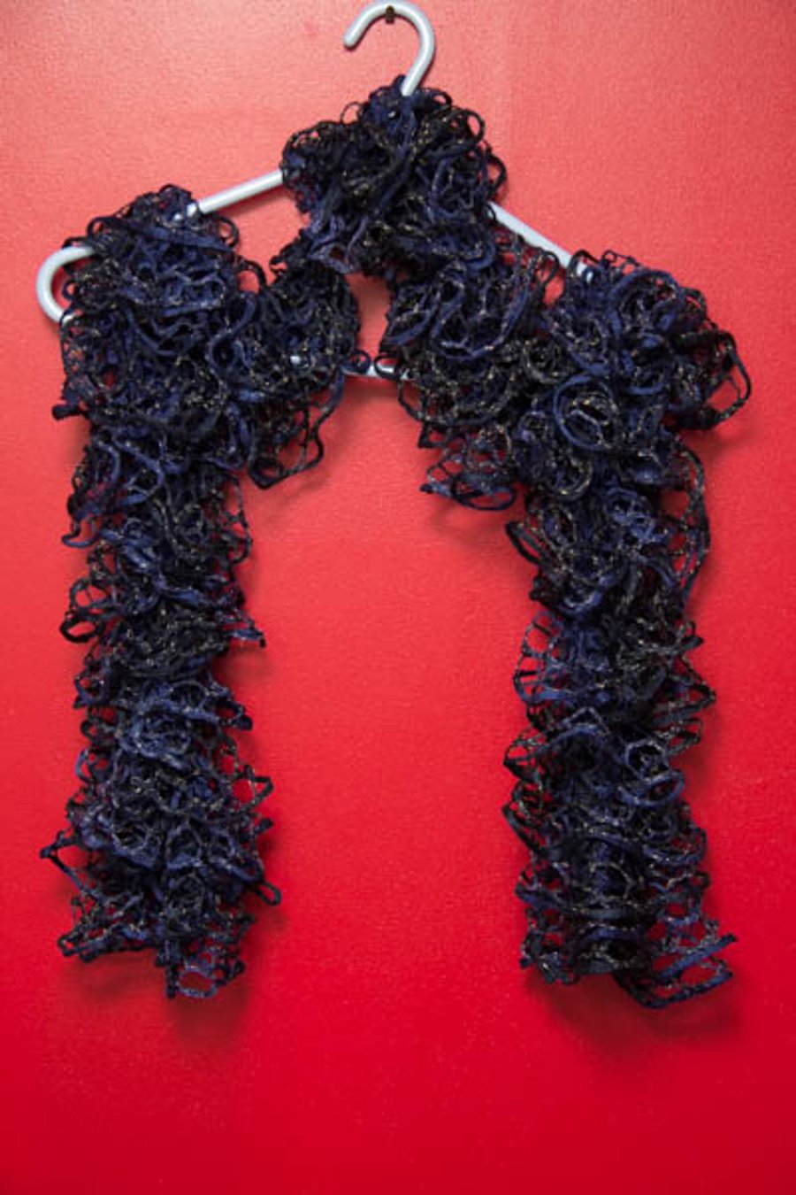 Navy Blue Lacy Effect Scarf