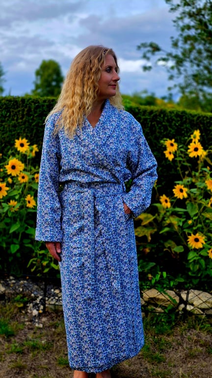 Handmade Liberty of London Lantana Dressing Gown, Cosy Winter Robe Palace Garden