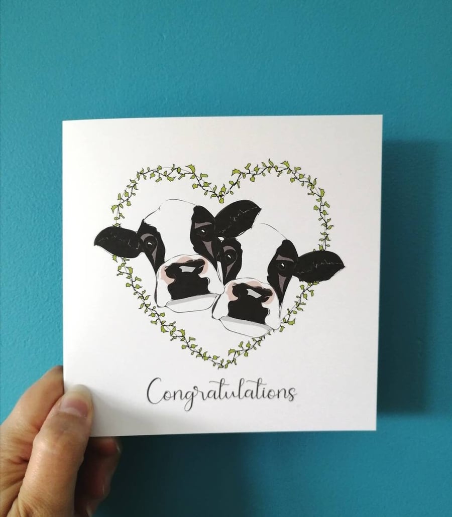 Cow Congratulations Card, Cows card, Engagement, wedding, anniversary
