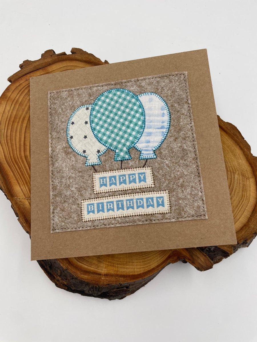 Birthday balloon appliqué card