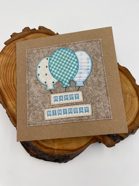 Birthday balloon appliqué card
