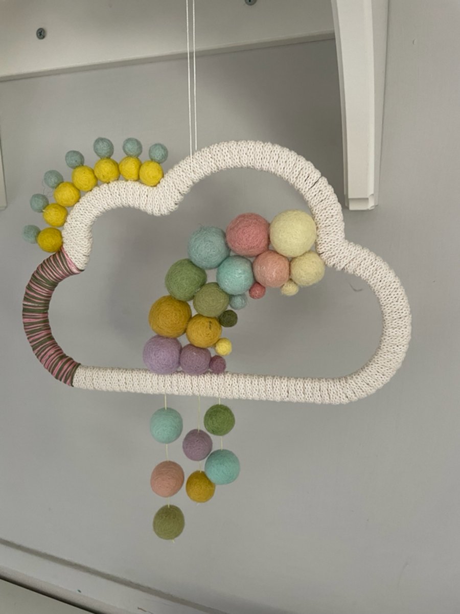 Pastel Cloud Rainbow textile wall decoration, nursery decor, new baby gift