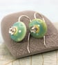 Silver and Ceramic Simple Hook Earrings - Image 1