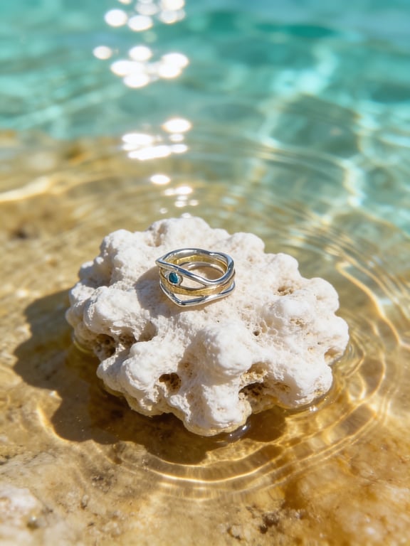 Silver And Gold Topaz Wave Ring