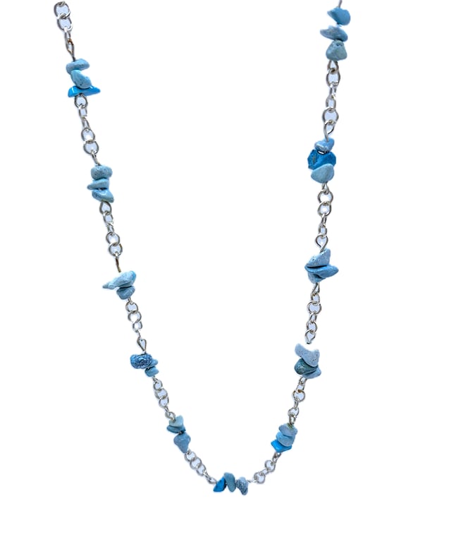 Genuine Turquoise nuggets rosary link necklace