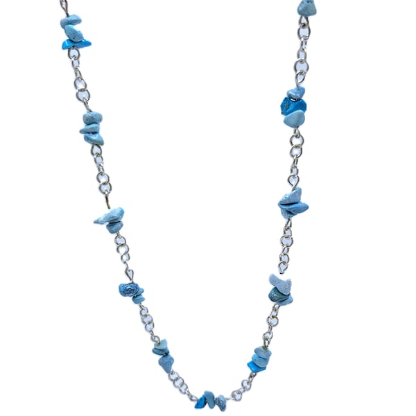Genuine Turquoise nuggets rosary link necklace