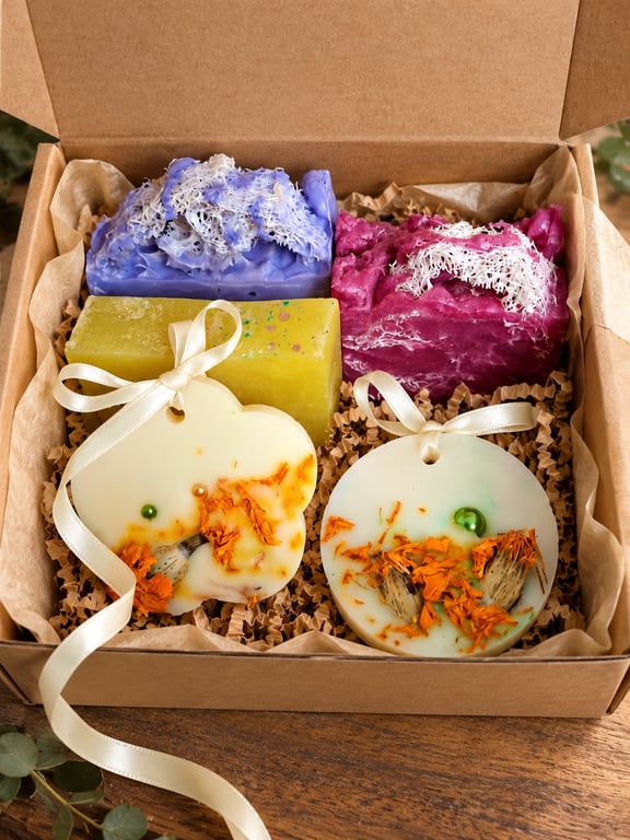  Soap&Soy Wax Gift Set–Lemon,Lavender,Grapefruit&Wardrobe Fragrance 