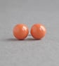 Orange Stud Earrings - 8mm Round Coral Orange Pearl Studs - Jewellery for Women