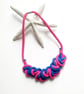 Hot pink cotton rope necklace with heart design, Chunky necklace (Free Shipping) - Image 1