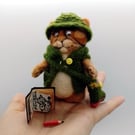 Needle Felted Ginger Cat with Accessories - RainPaw Friends