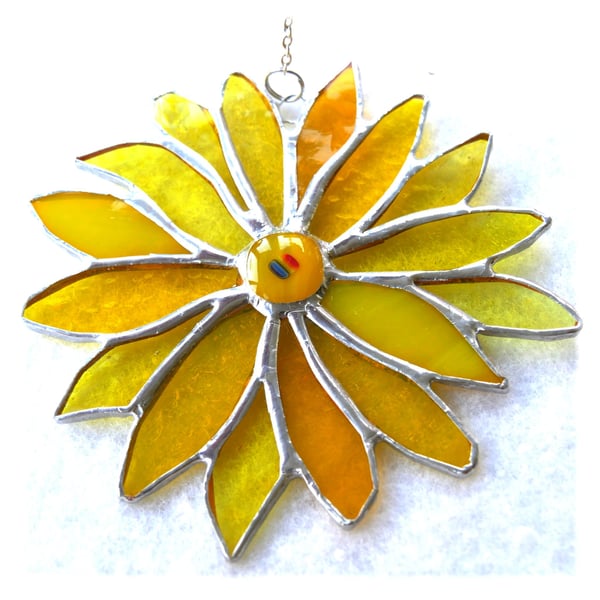 Yellow Flower Stained Glass Suncatcher Handmade 009 Sunflower