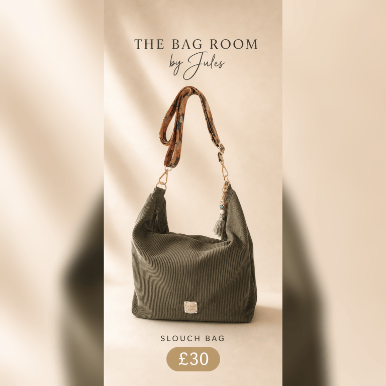 Slouchy Bag in Olive Corduroy