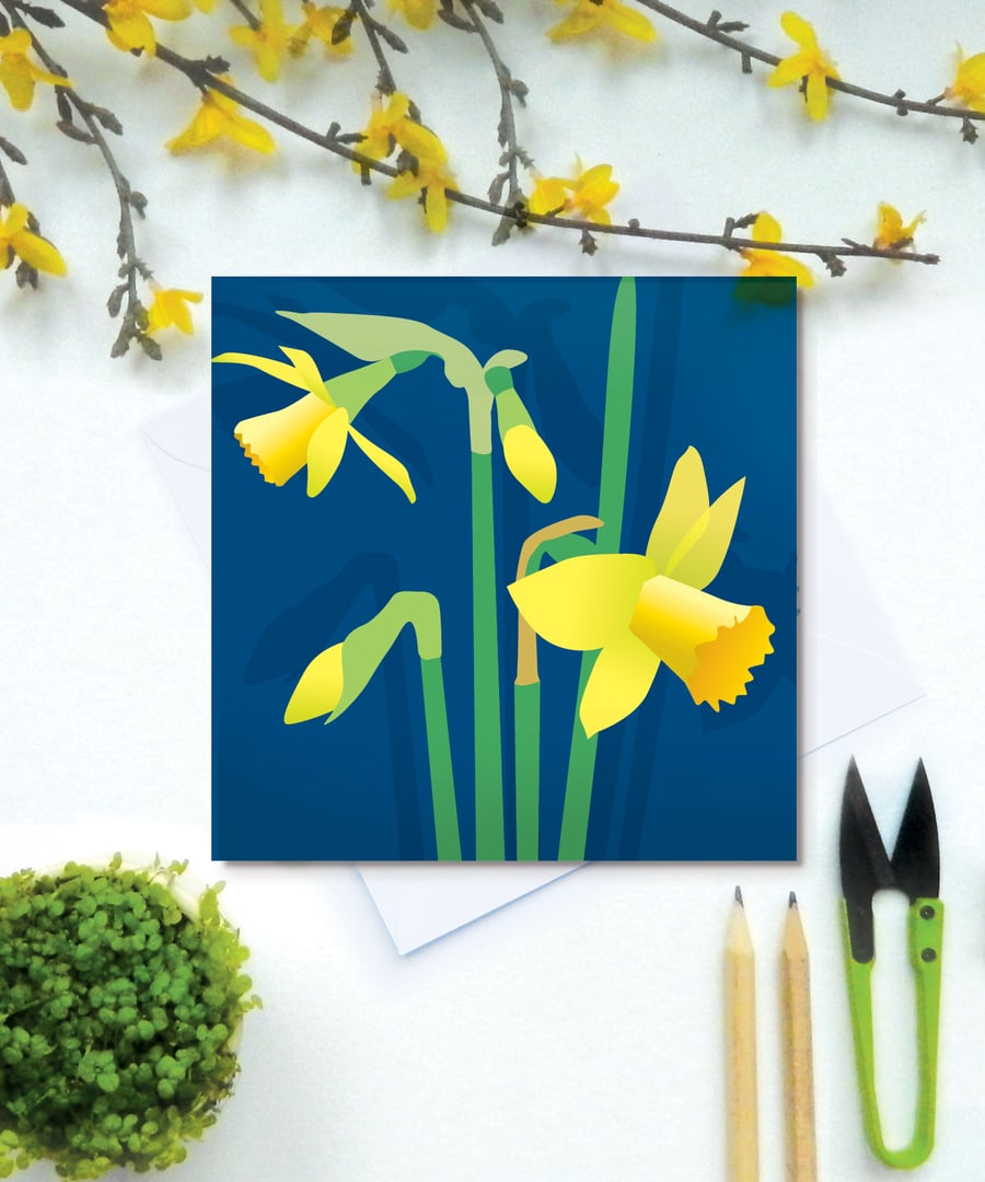 Tete-a-Tete Card - Narcissus, Dwarf Daffodil, Spring, Birthday, Floral