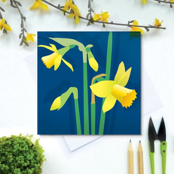 Tete-a-Tete Card - Narcissus, Dwarf Daffodil, Spring, Birthday, Floral