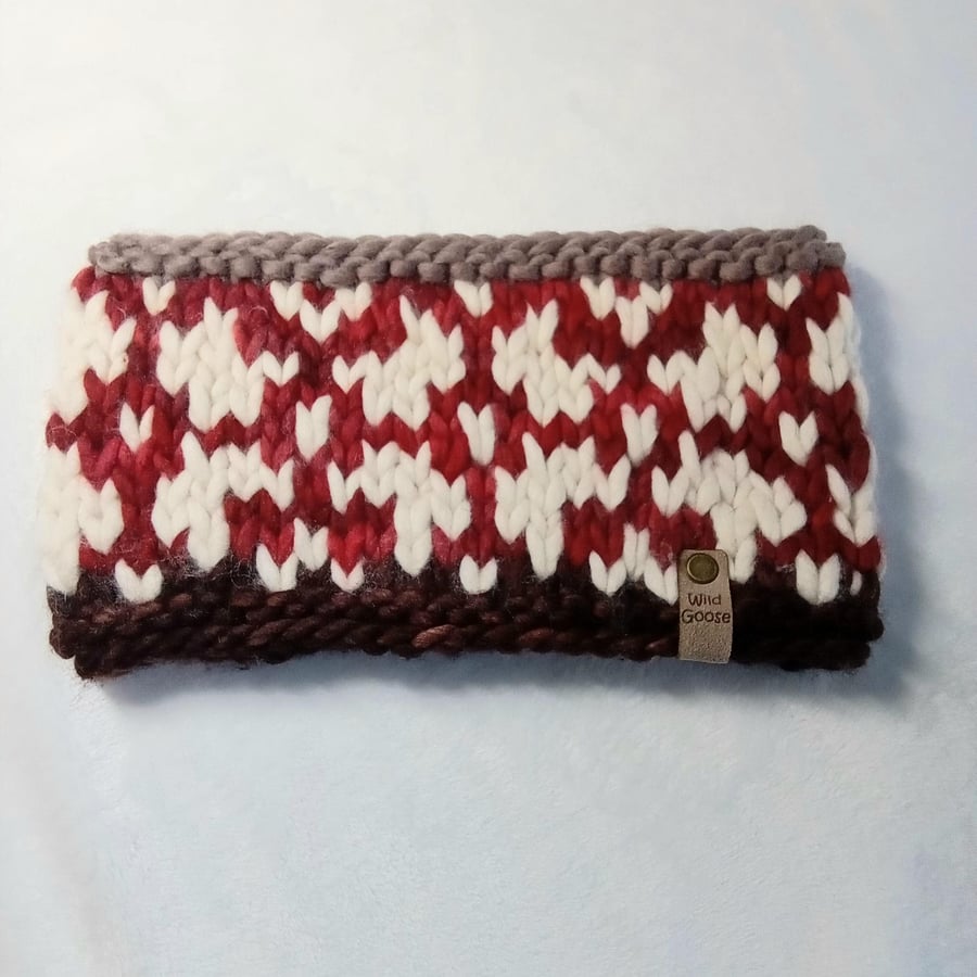 Hand Knit Ear Warmer Headband in Luxury Merino Wool. Adult size