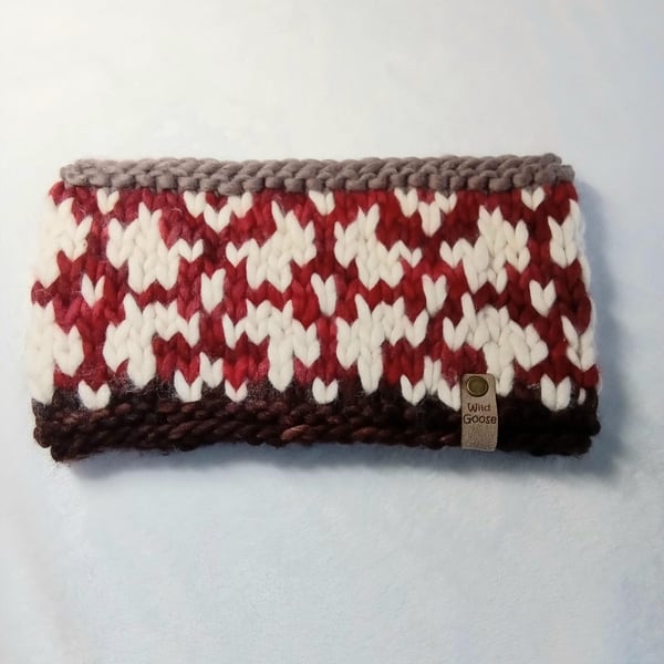 Hand Knit Ear Warmer Headband in Luxury Merino Wool. Adult size