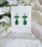Emerald Green Confetti Acrylic Elegant Drop Earrings - Image 5