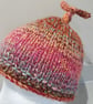 Handknit Children's Tie Top Beanie. Bright multi - Image 4
