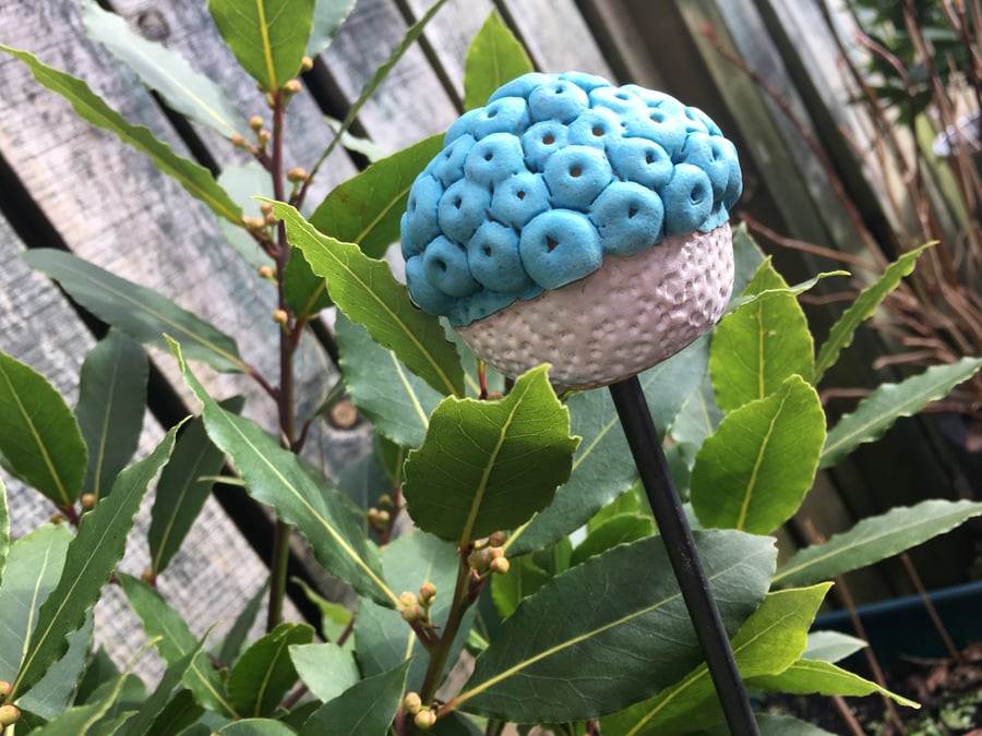 Ceramic garden stake, handmade garden art, indoor or outdoor garden stake