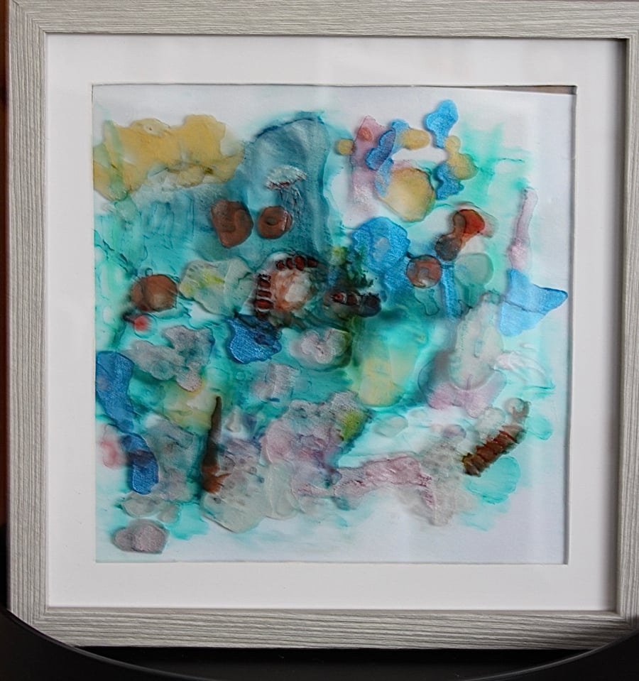 Ink on glass sea scape picture