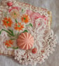 Embroidered flowers and lace textile brooch - Image 10