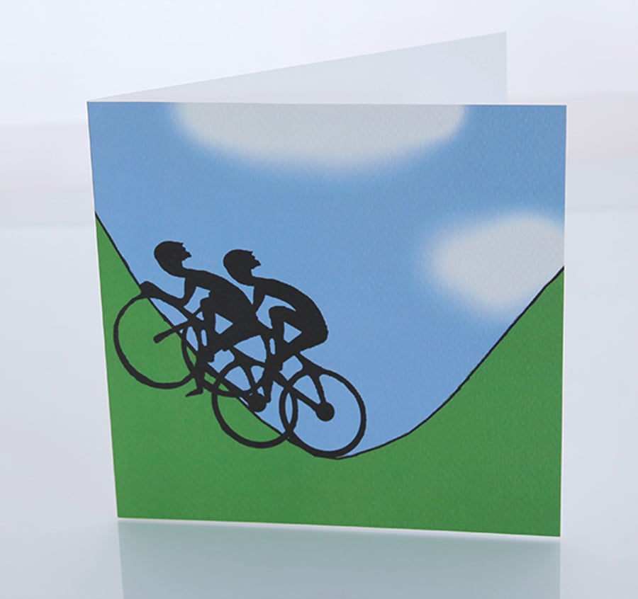 Two cyclist greeting card