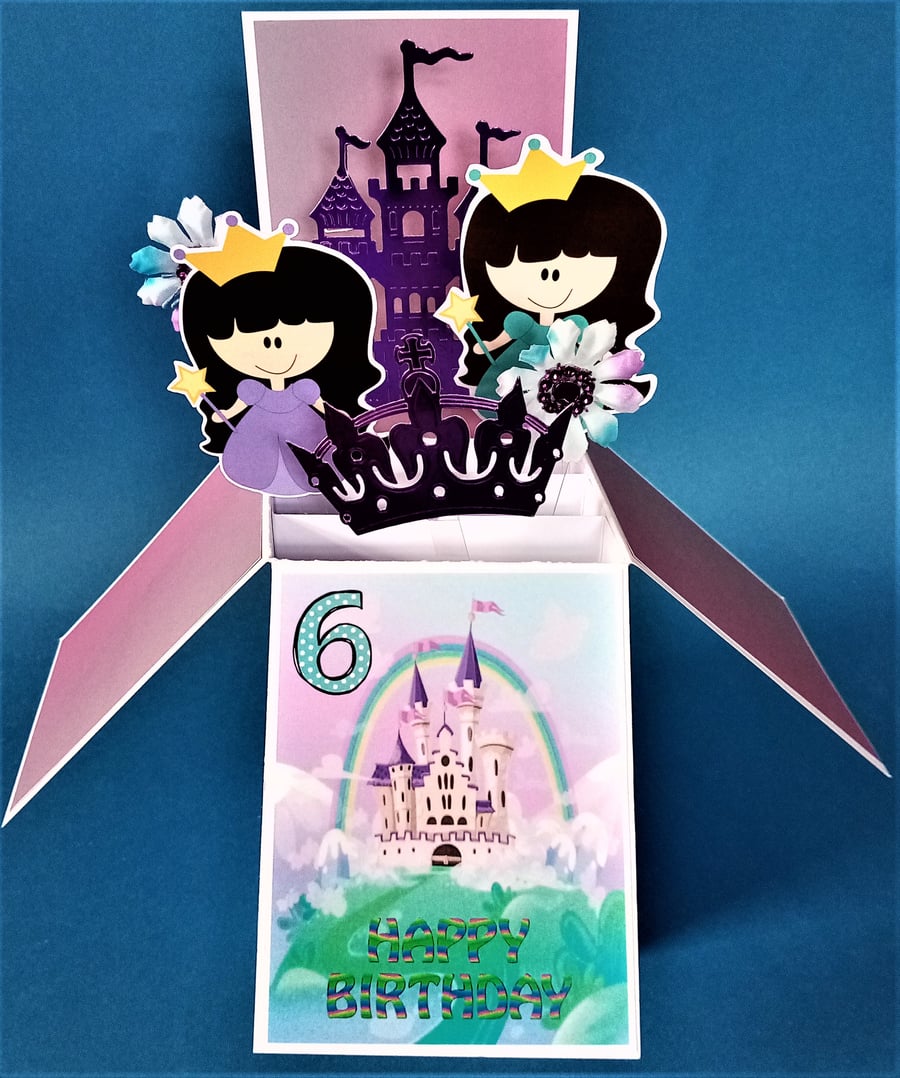 Girls 6th Birthday Princess Card 