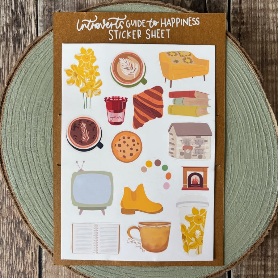 Image of Introverts Guide to Happiness, Sticker Sheet, Soft Muted Stickers, Journalling,