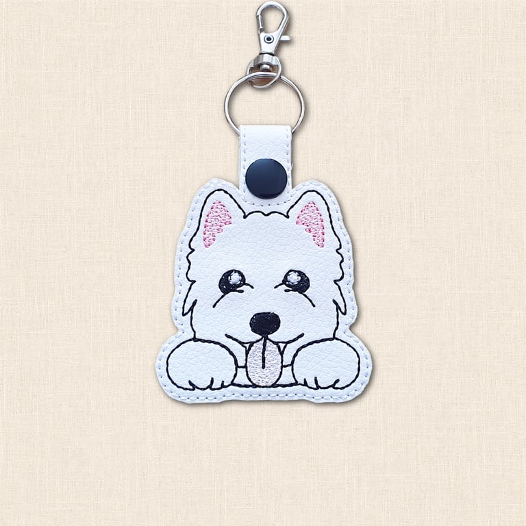 West Highland Terrier Keyring - Kawaii Dog Faux Leather Accessory