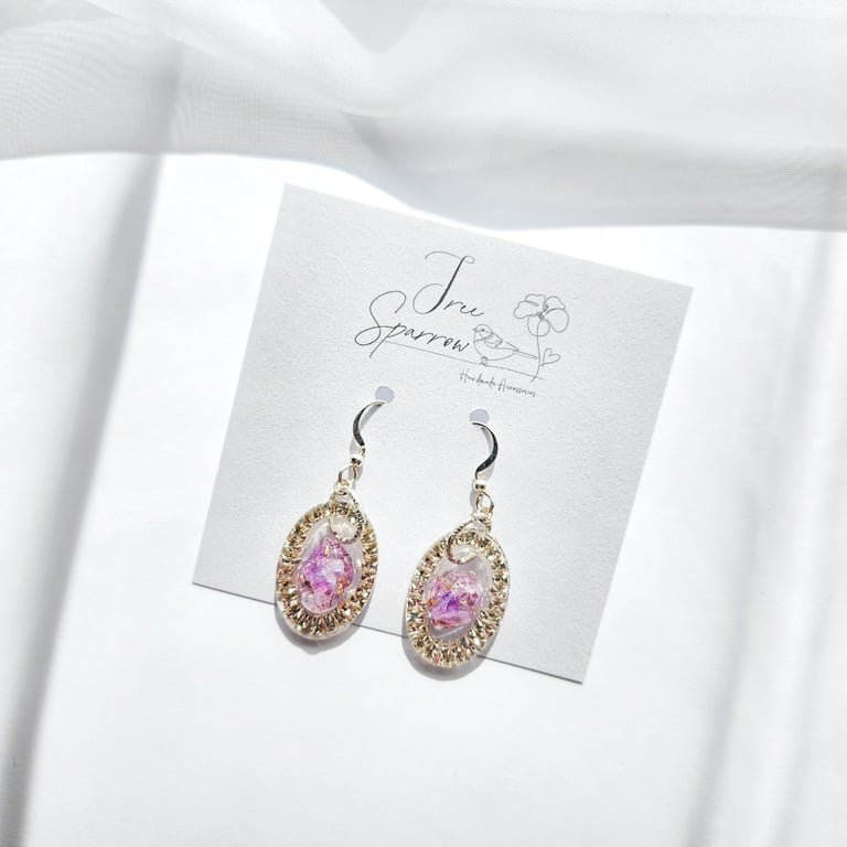 Dried Flower Drop Earrings