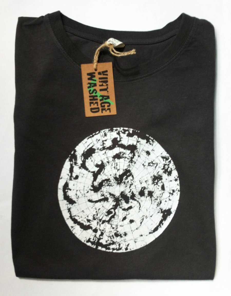 Earth Climate Change Charcoal Grey Mens Printed organic cotton T shirt  