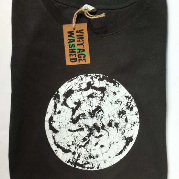 Earth Climate Change Charcoal Grey Mens Printed organic cotton T shirt  