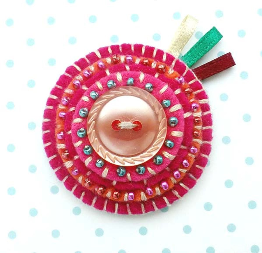 Felt Button Brooch