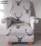 Kid's Stag Heads Fabric Armchair Grey Child's Chair Deer Childrens Animals Stags - Image 2