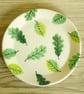 Small Circle Dish - Green Beech and Oak Leaves, Pattern - Image 2