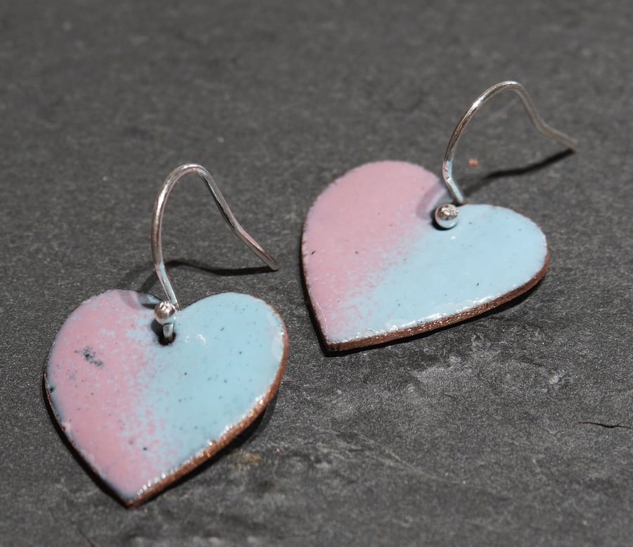 Heart shaped enamel earrings