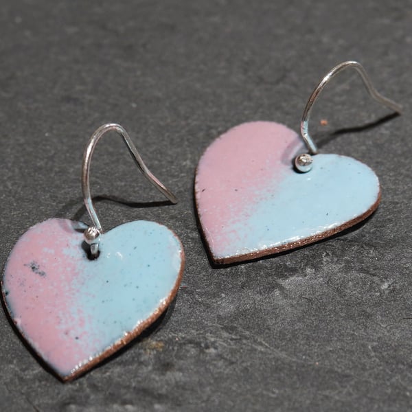 Heart shaped enamel earrings