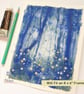 Firefly forest gouache and mixed media painting, landscape artwork - Image 9
