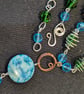 Marble Agate, Crazy Lace Agate, Silver-plated & Non-tarnish Copper Necklace - Image 3