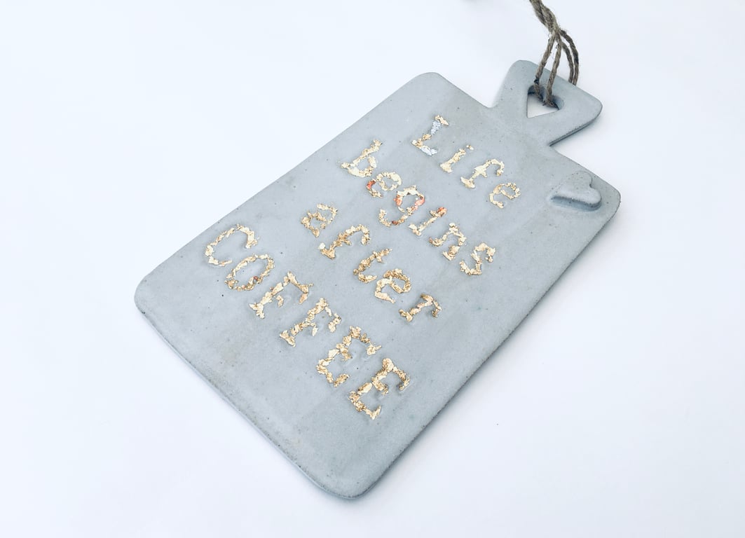 SALE- Handmade Ceramic novelty hanging board, home decor, gift idea, cafe, 