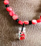 Watermelon Cocktail Charm Shell Bead Necklace, Red & Green - Image 2