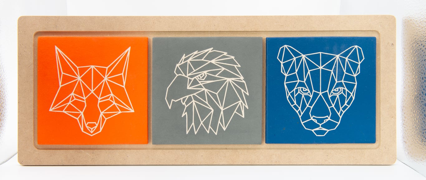 Animal Tile Triptych in Frame 